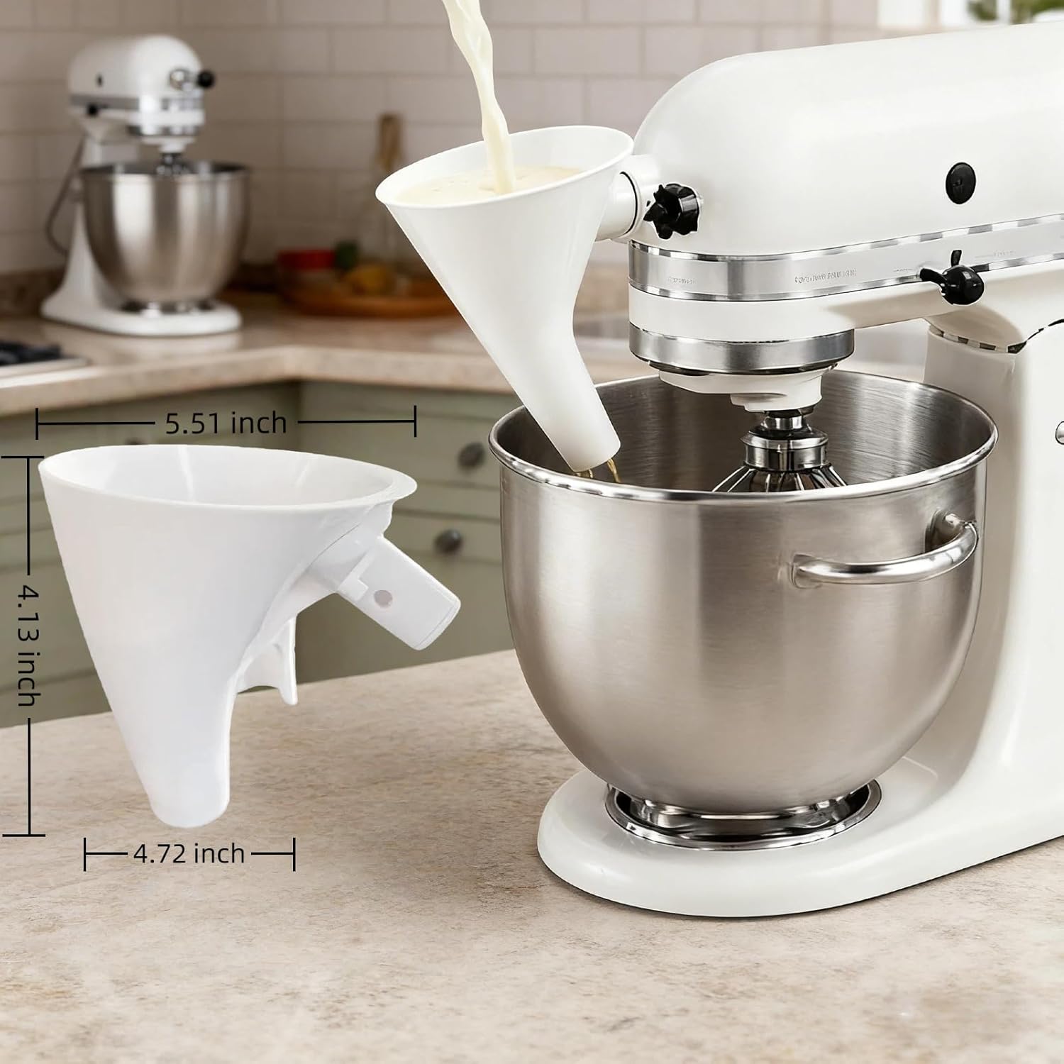 Flour Funnel for Stand Mixer - KitchenAid Compatible