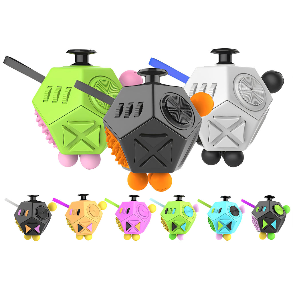 12-Sided Fidget Cube - Anti Stress Relief Toy for Anxiety, ADHD, Autism | Sensory Fidget Toy for Kids & Adults