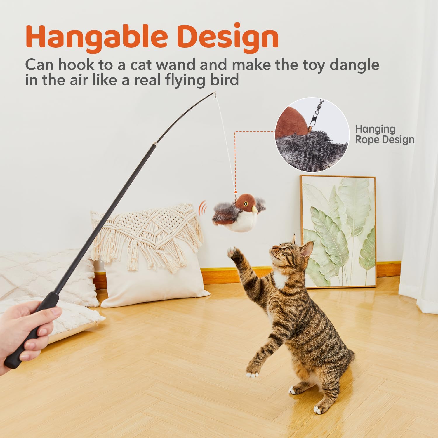 Potaroma Flapping Bird Cat Toy - Rechargeable Interactive Toy