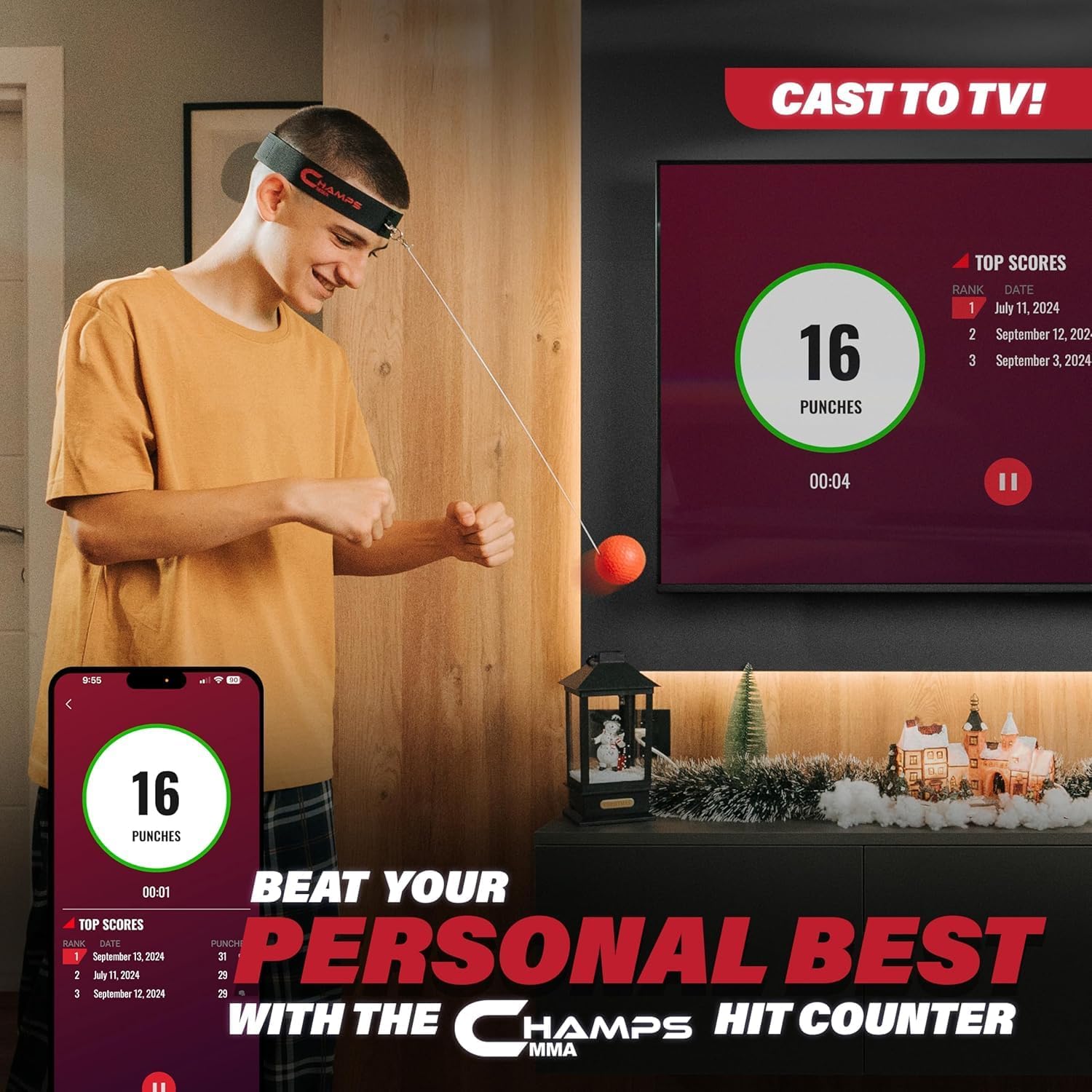 Boxing Reflex Ball Set - 4 Difficulty Levels with Headband & Punch Counter App for Speed Training