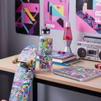 80s Party Supplies - 84 Piece Retro Party Favors Set with Stickers, Goodie Bags, Slap Bracelets & Keychains