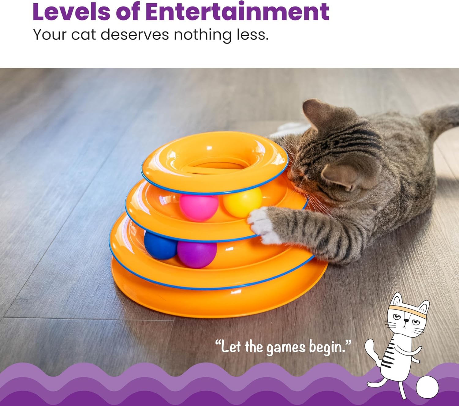 Catstages Tower of Tracks - 3-Level Interactive Cat Toy