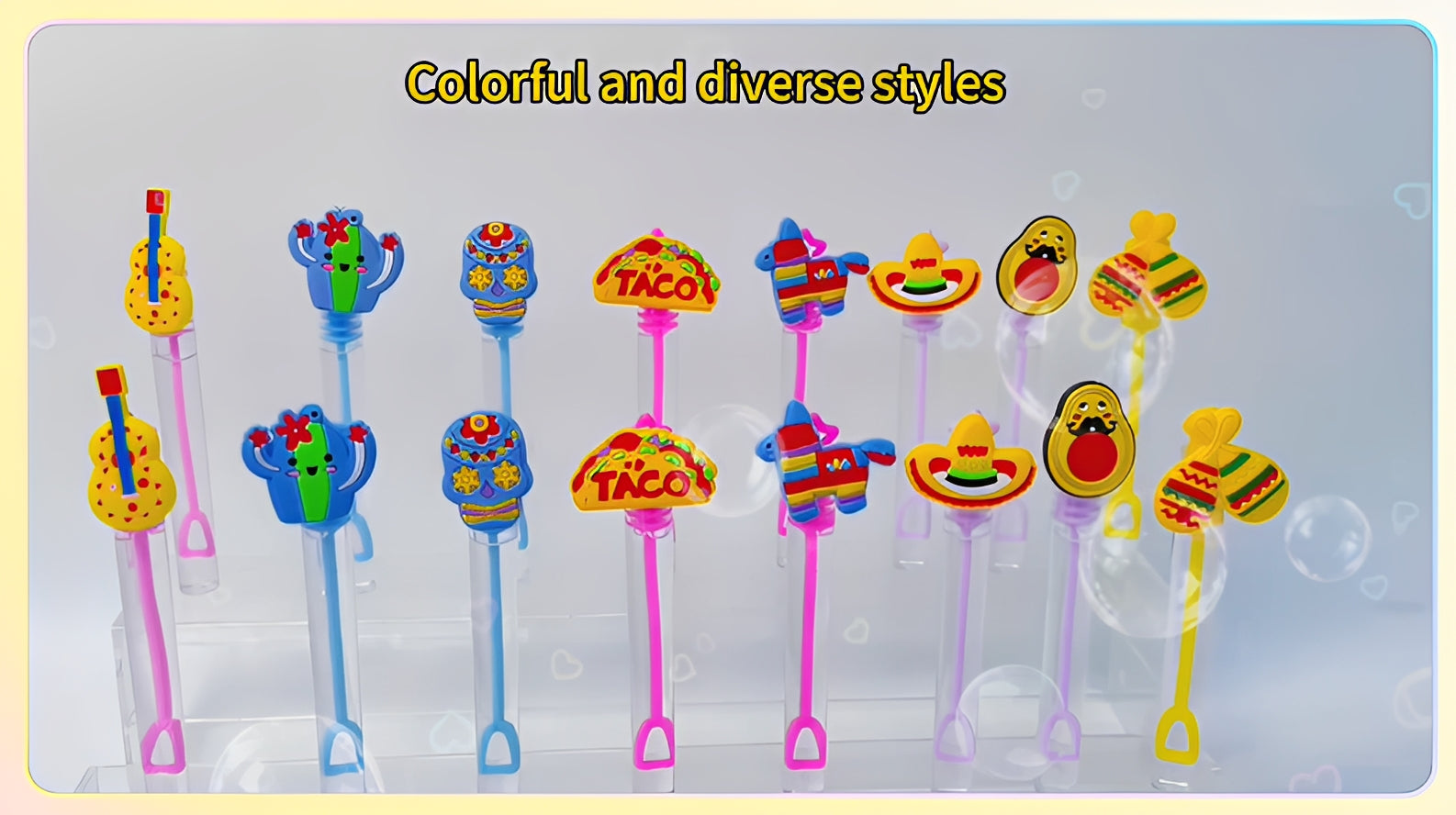 24 Pcs Mexican Fiesta Bubble Wands – Cinco de Mayo Party Favors