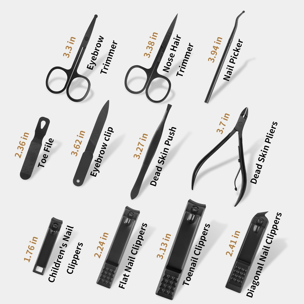 Professional Manicure Set - 26 Piece Stainless Steel Nail Care Kit with Luxury Travel Case