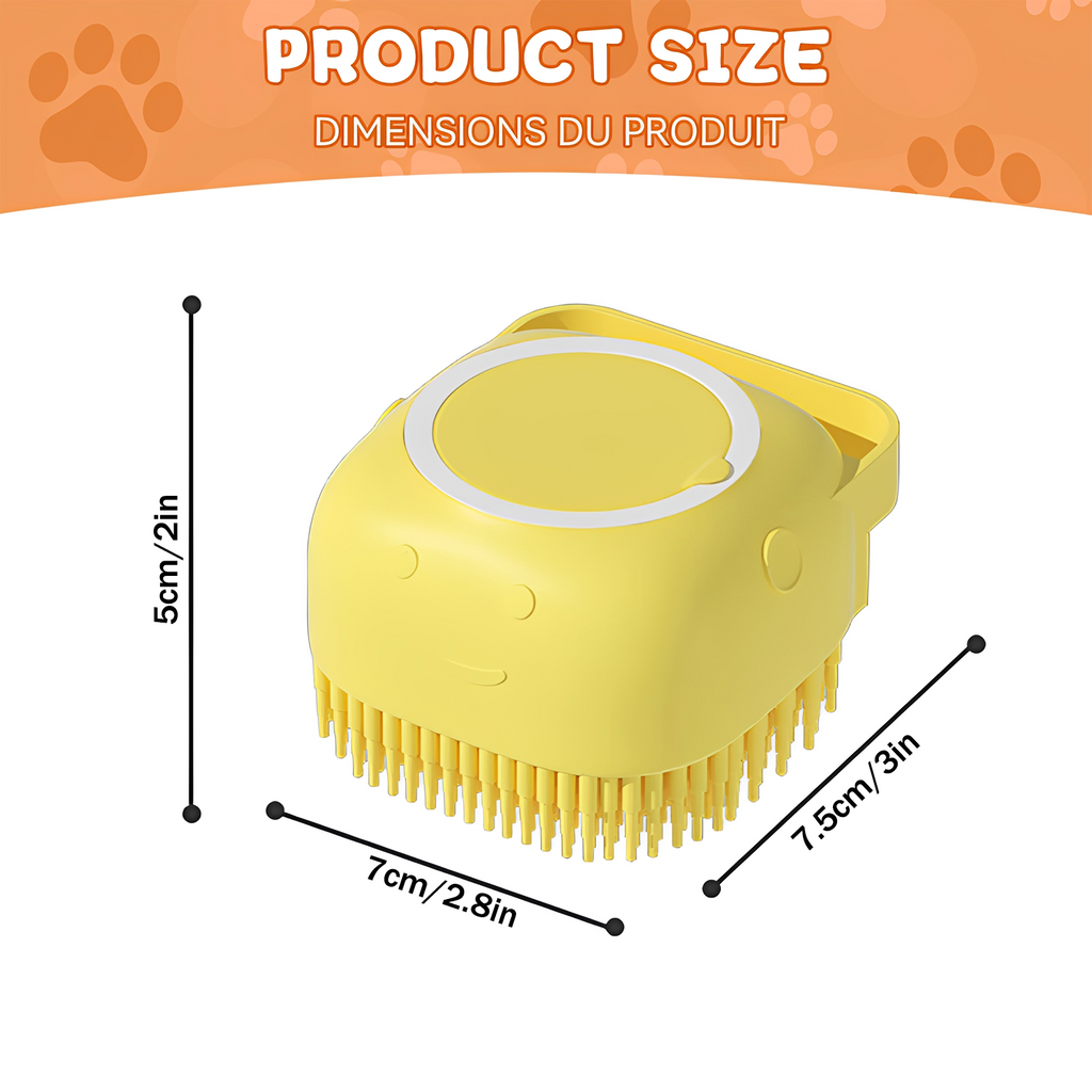Dog Bathing Brush with Shampoo Dispenser - Soft Silicone Pet Massage Grooming Tool