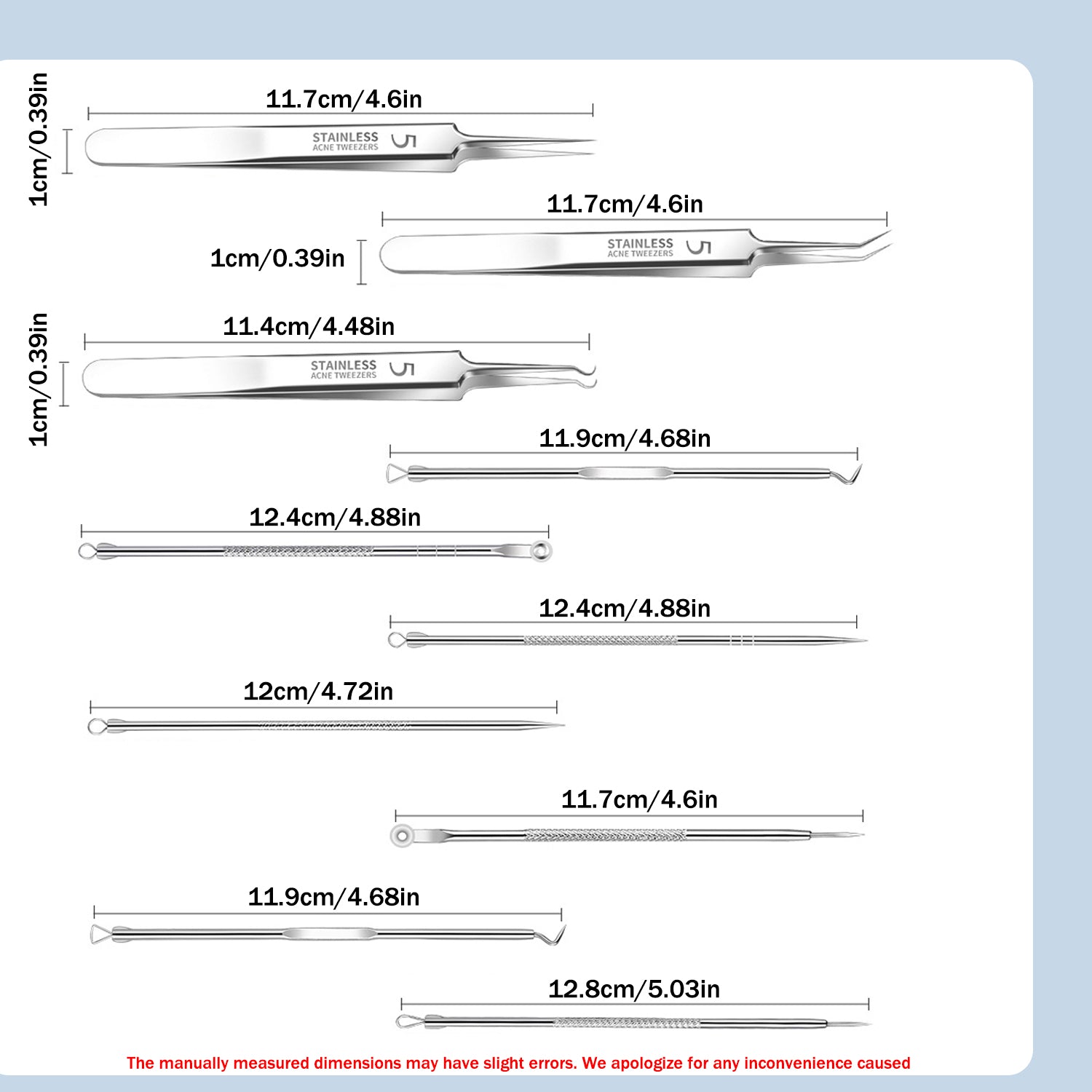 Blackhead Remover Tool Kit - Professional Stainless Steel Pimple Extractor Set