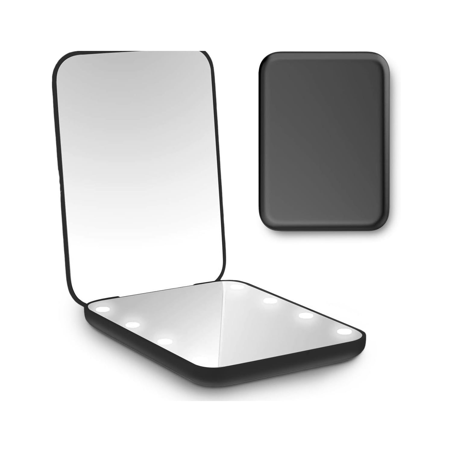 LED Compact Travel Makeup Mirror - 1X/3X Magnification, Portable Folding Lighted Mirror