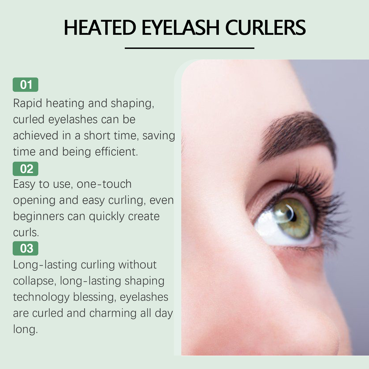 Heated Eyelash Curler - Fast 5s Heat Up, USB Rechargeable Electric Lash Curler