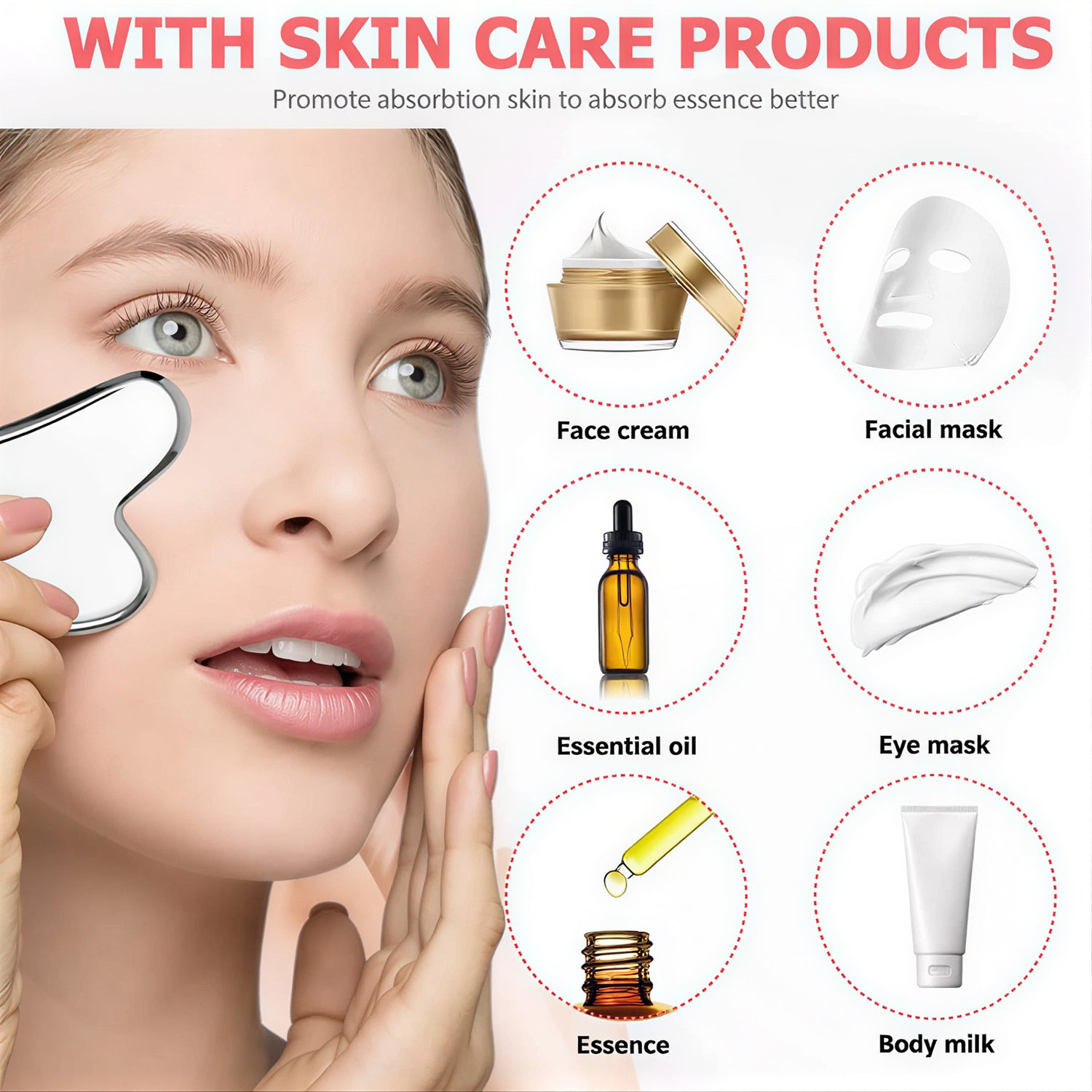 Stainless Steel Gua Sha Facial Massager - Face Sculpting Tool for Daily Beauty Routine