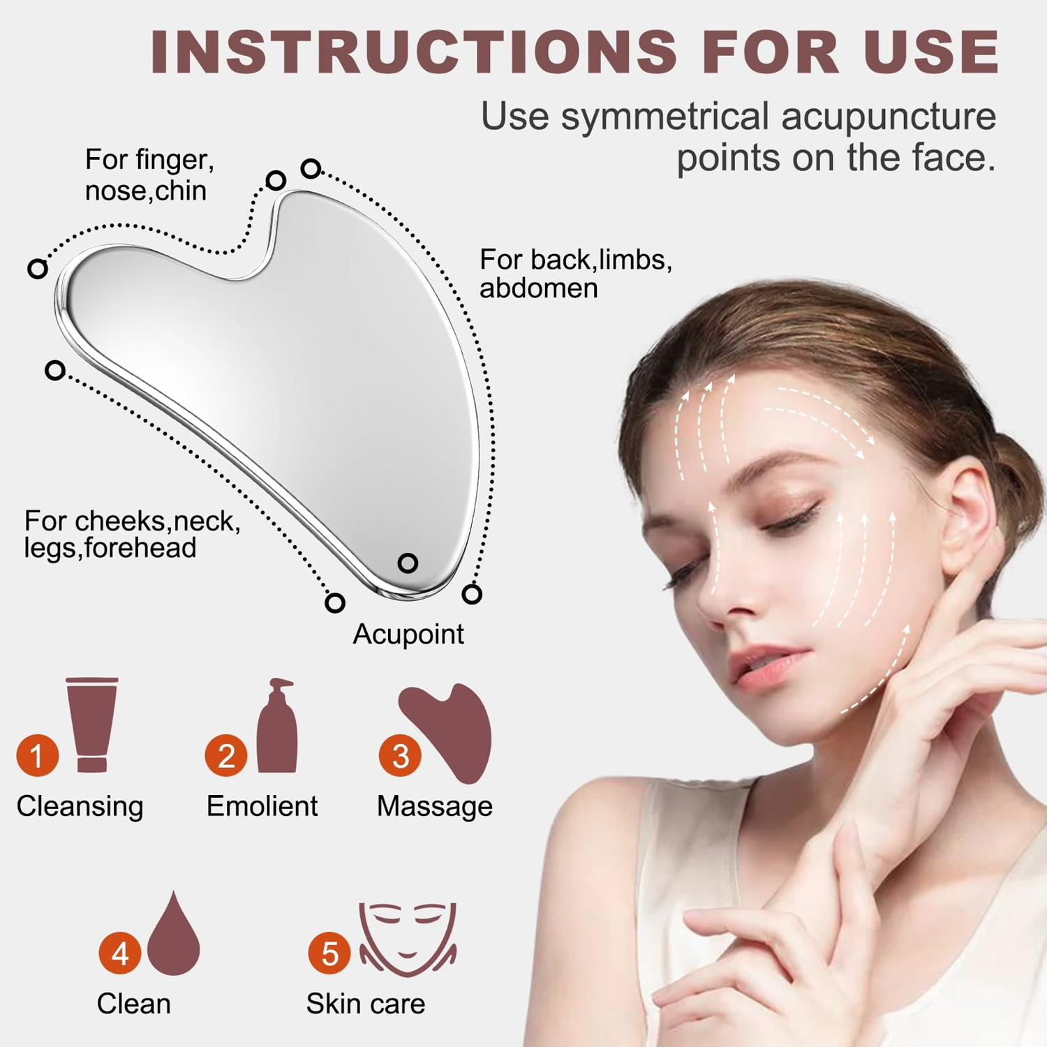 Stainless Steel Gua Sha Facial Massager - Face Sculpting Tool for Daily Beauty Routine