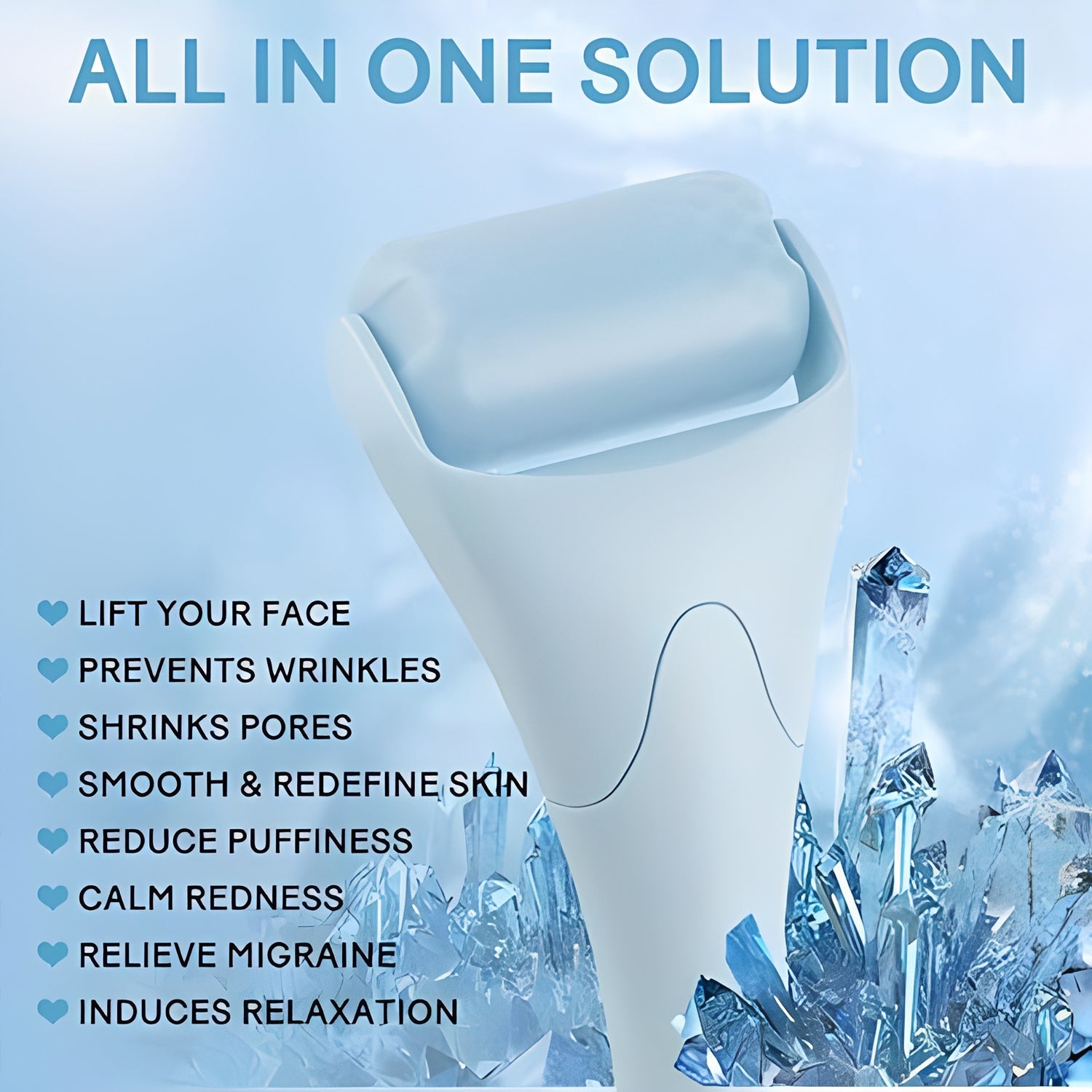 Ice Roller Face Massager - Cooling Facial Beauty Tool for Puffiness & Skin Care