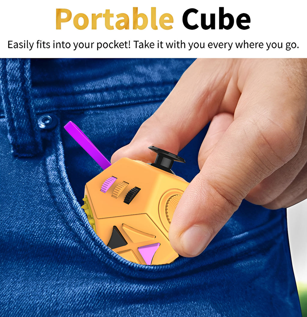 12-Sided Fidget Cube - Anti Stress Relief Toy for Anxiety, ADHD, Autism | Sensory Fidget Toy for Kids & Adults