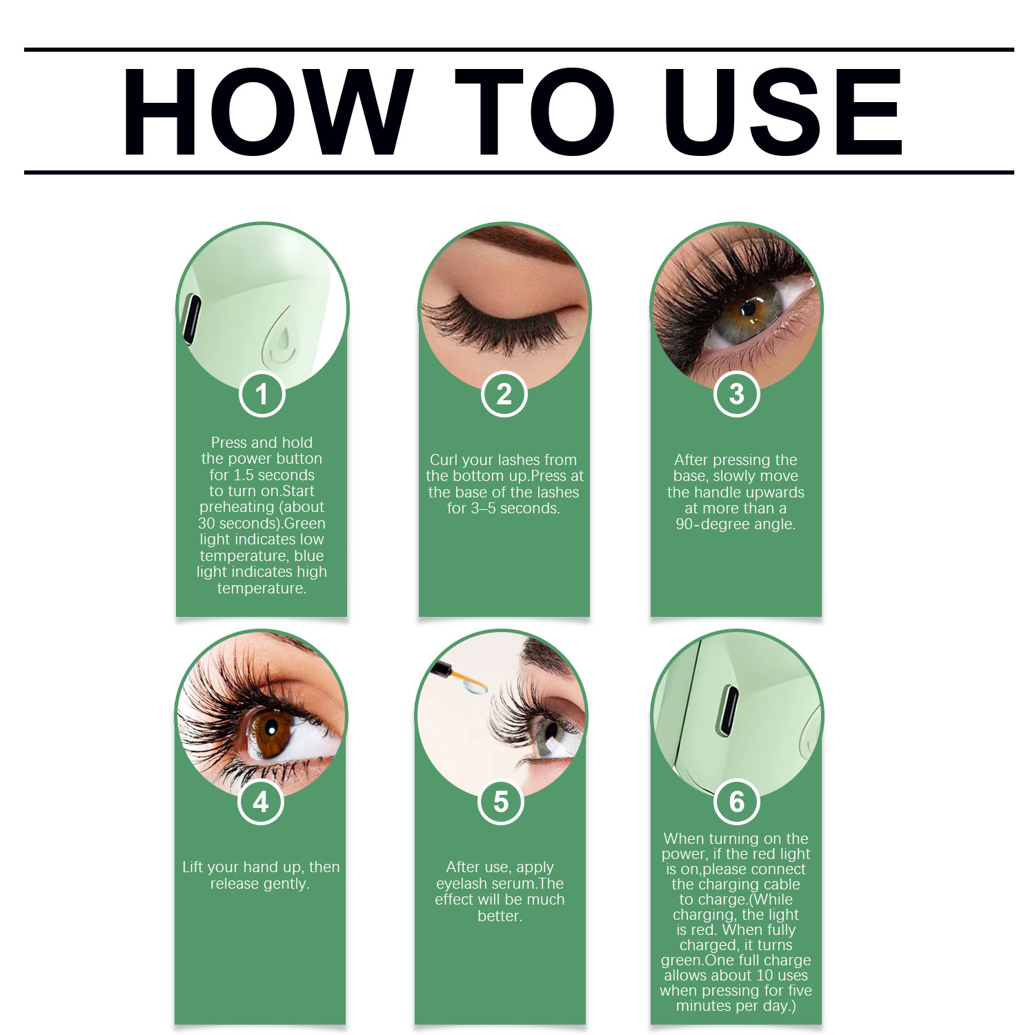 Heated Eyelash Curler - Fast 5s Heat Up, USB Rechargeable Electric Lash Curler