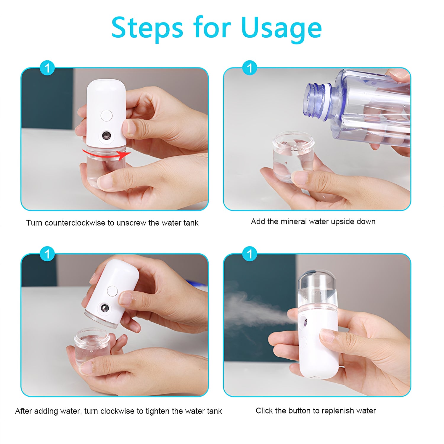 Facial Steamer - Handy Mini Nano Mist Sprayer USB Rechargeable for Face Hydration