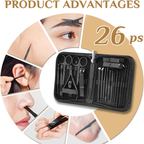 Professional Manicure Set - 26 Piece Stainless Steel Nail Care Kit with Luxury Travel Case