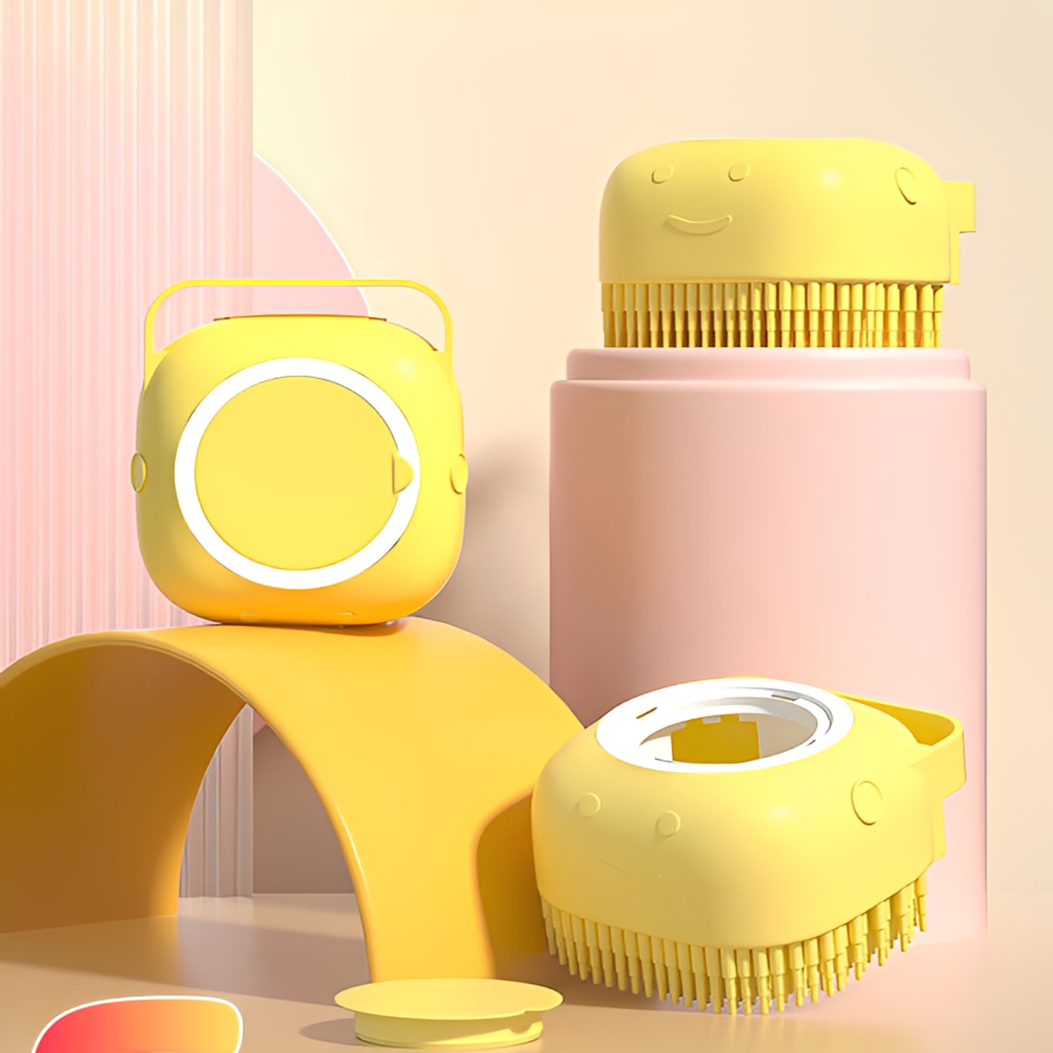 Dog Bathing Brush with Shampoo Dispenser - Soft Silicone Pet Massage Grooming Tool