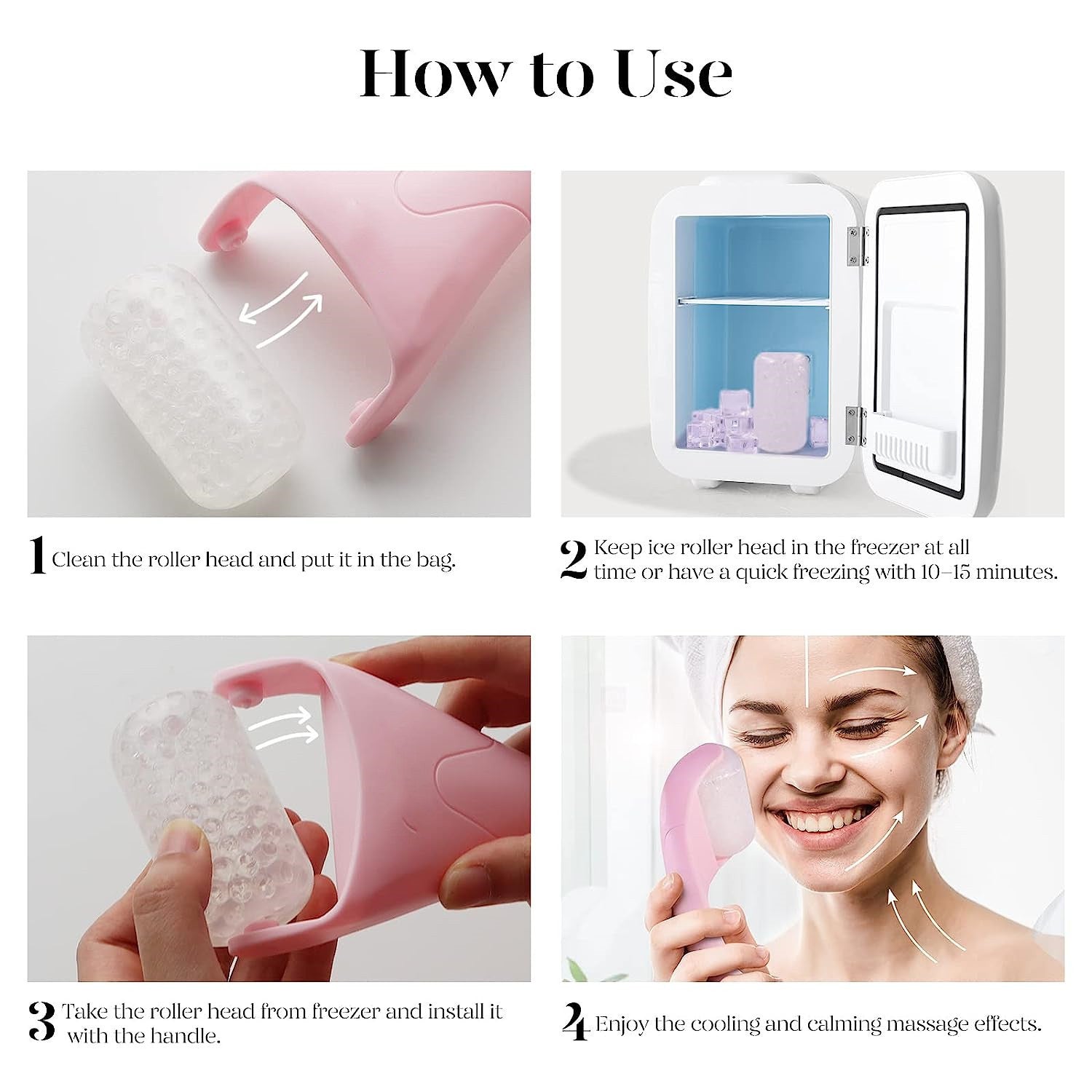 Ice Roller Face Massager - Cooling Facial Beauty Tool for Puffiness & Skin Care