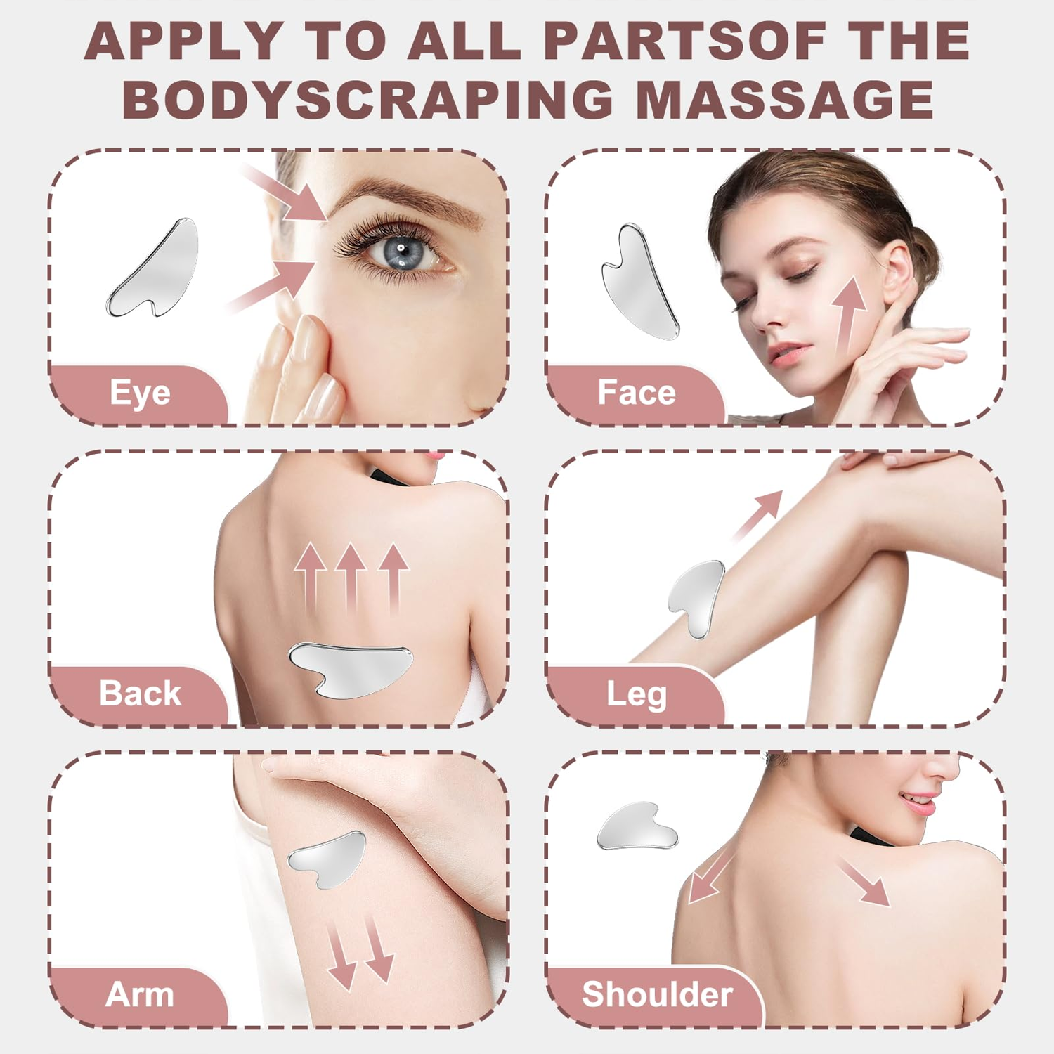 Stainless Steel Gua Sha Facial Massager - Face Sculpting Tool for Daily Beauty Routine