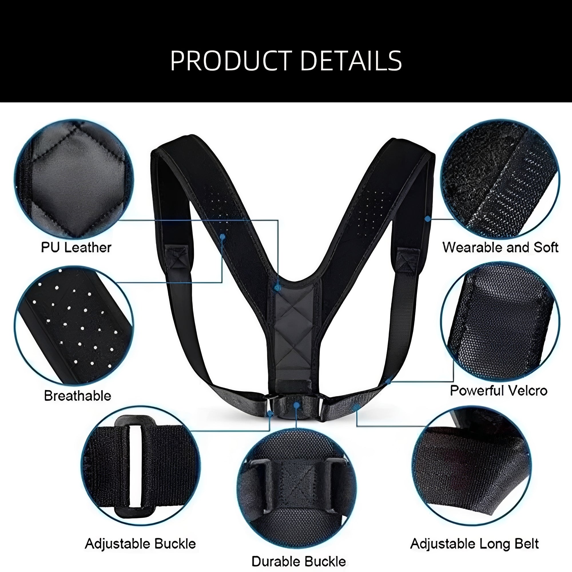 Posture Corrector Back Brace - Adjustable Support for Men & Women