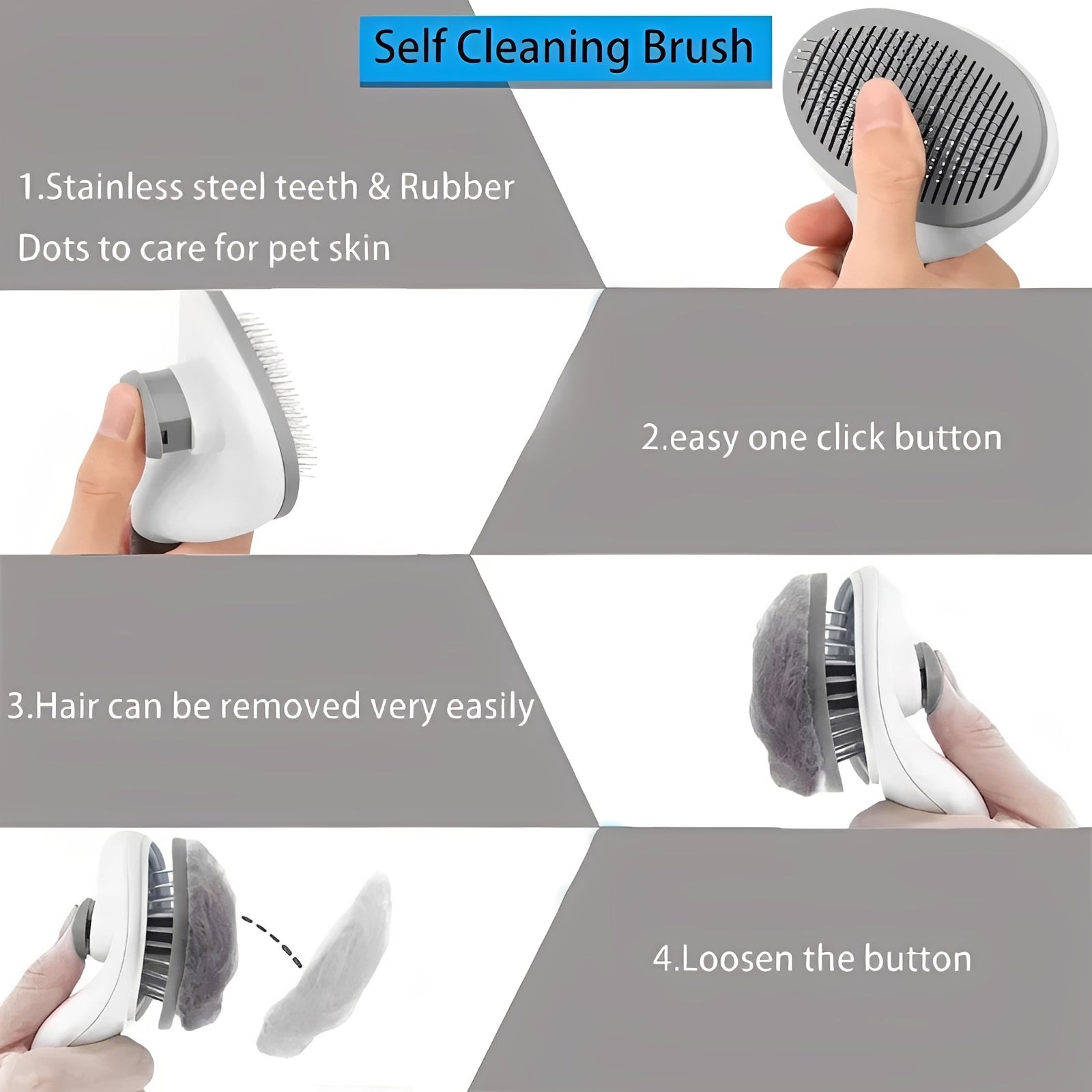 Self-Cleaning Pet Brush - Dog & Cat Grooming Tool