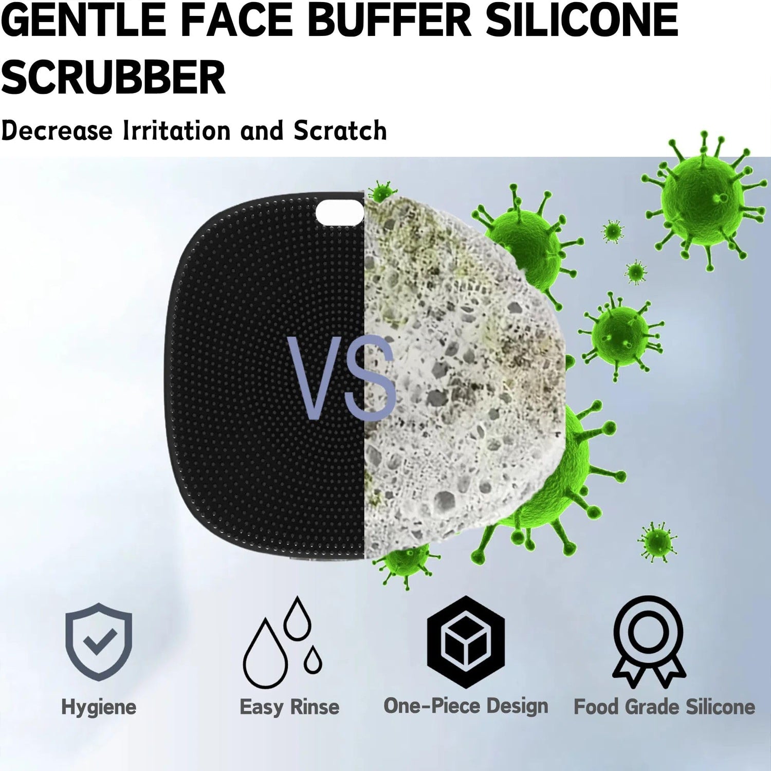 Silicone Face Scrubber - Super Soft Facial Cleansing Brush for Deep Pore Cleaning