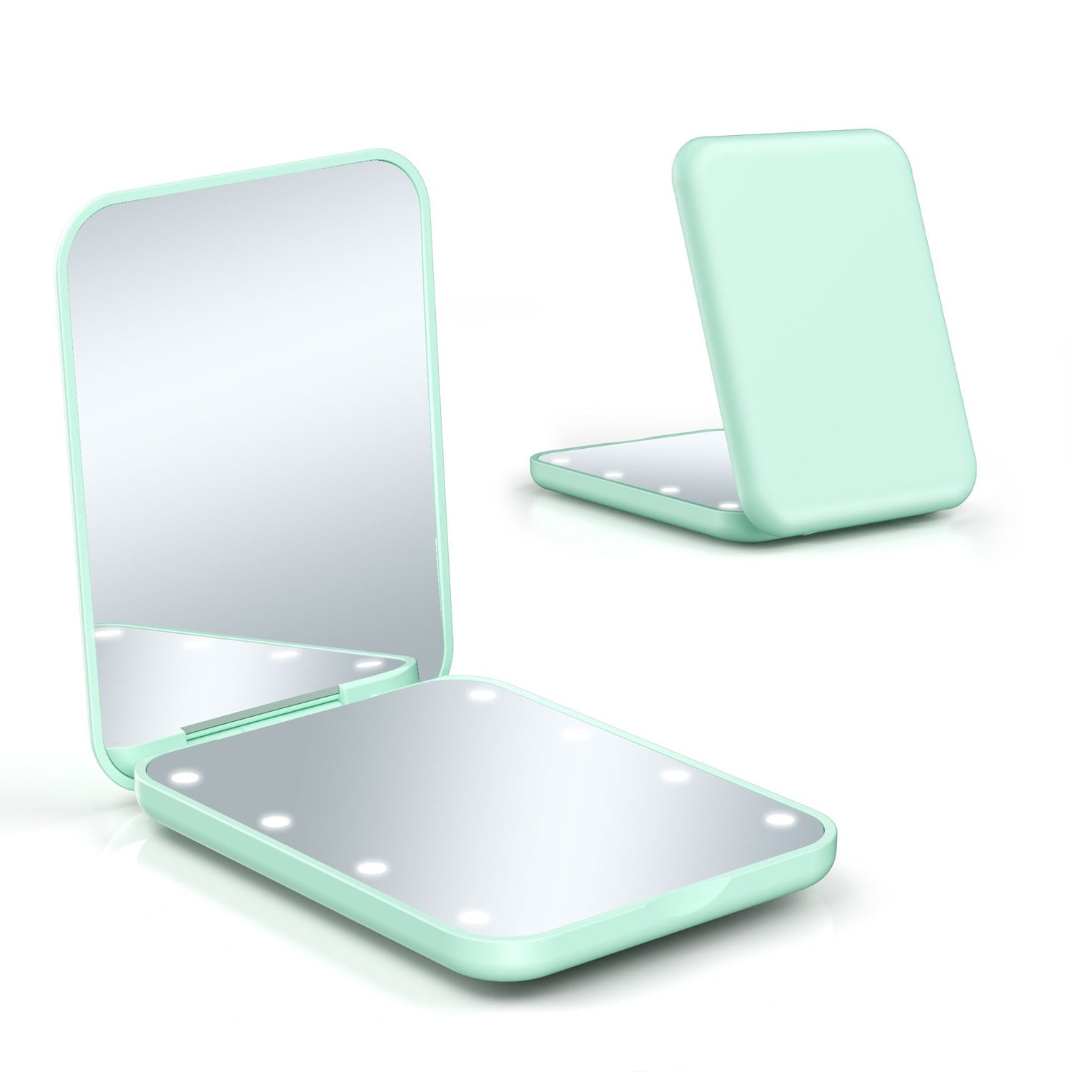 LED Compact Travel Makeup Mirror - 1X/3X Magnification, Portable Folding Lighted Mirror