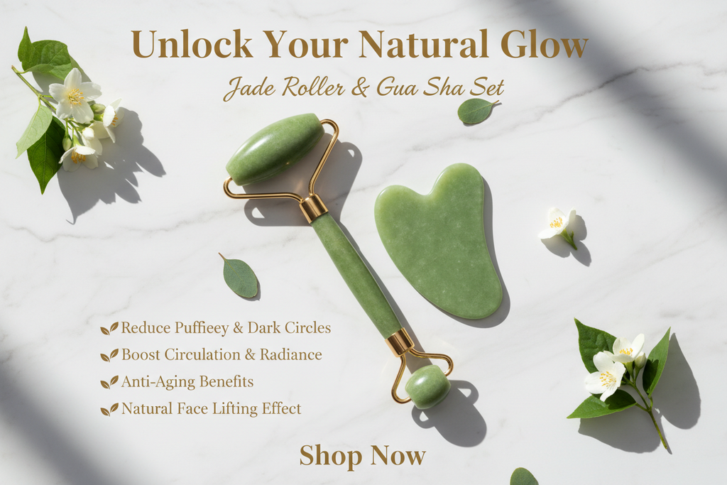 Jade Roller and Gua Sha Set - Face Massage Tool
