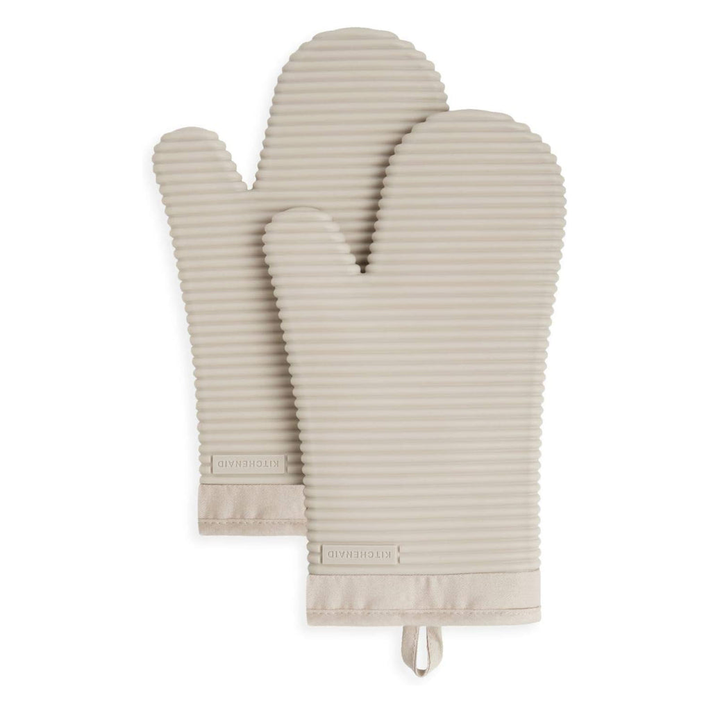 Yingboo Ribbed Soft Silicone Oven Mitts - 2-Pack Set, Heat Resistant, 7.5"x13", Non-Slip Grip