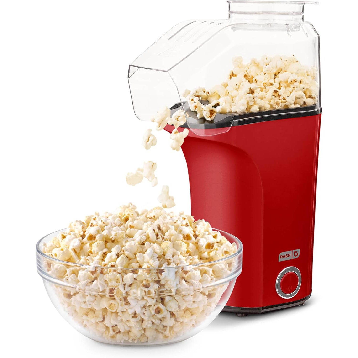 Yingboo Hot Air Popcorn Maker - Oil-Free Popcorn Popper with Butter Melting Tray, 16 Cups, Red