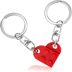 Red Heart Keychain Set - Matching Couple Keychains for Valentine's Day, Christmas & Anniversary Gifts