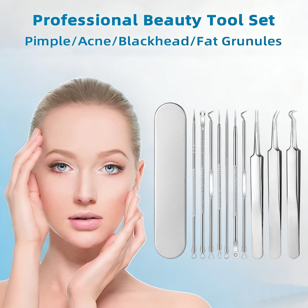 Blackhead Remover Tool Kit - Professional Stainless Steel Pimple Extractor Set
