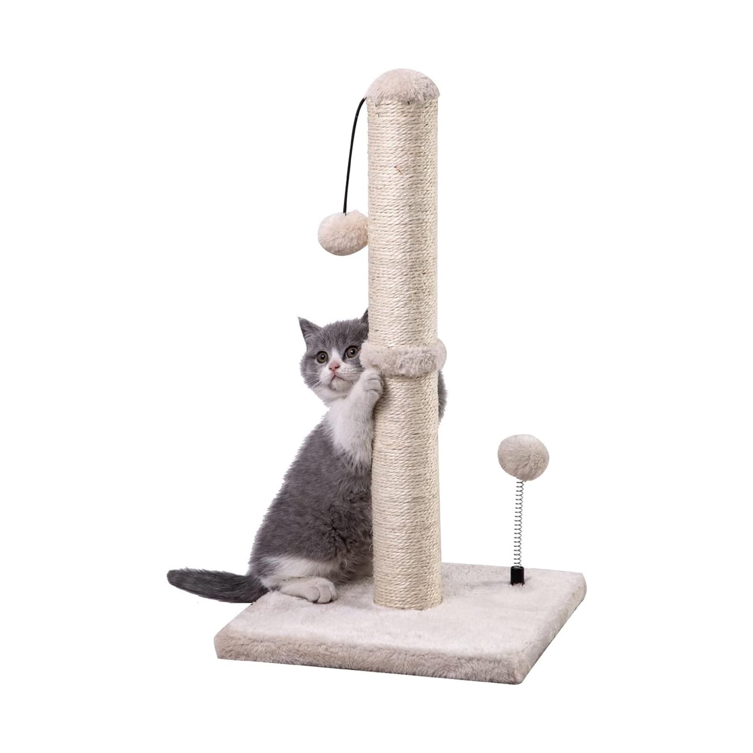Cat Scratching Post with Hanging Ball - 22 Inch Sisal Scratcher for Kittens & Small Cats
