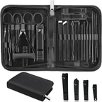 Professional Manicure Set - 26 Piece Stainless Steel Nail Care Kit with Luxury Travel Case