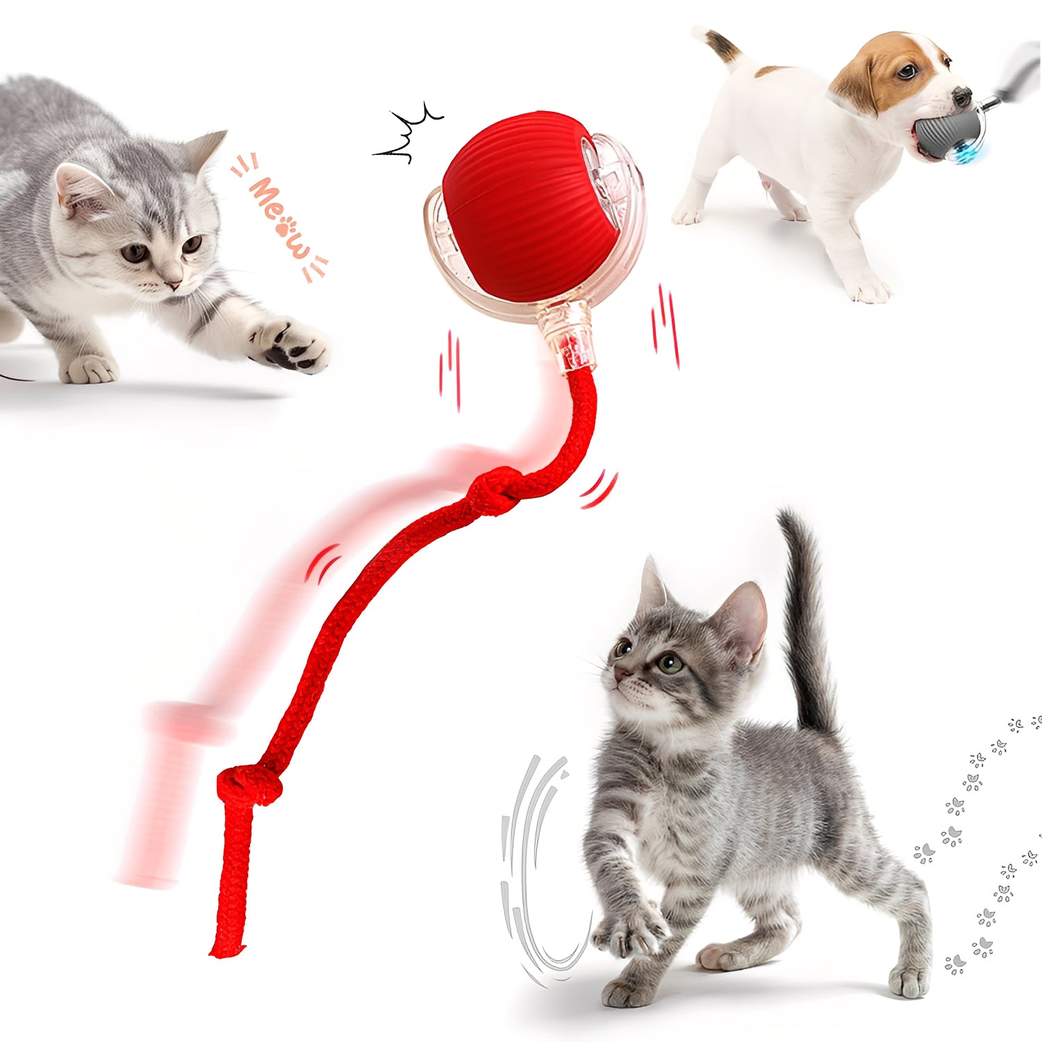 Interactive Rolling Cat Dog Ball Toy - Smart Automatic Moving Pet Toy for Indoor Cats