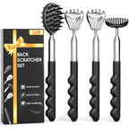 4-Pack Telescoping Back Scratcher Set - Portable Massage Tool with Multiple Heads by Yingboo