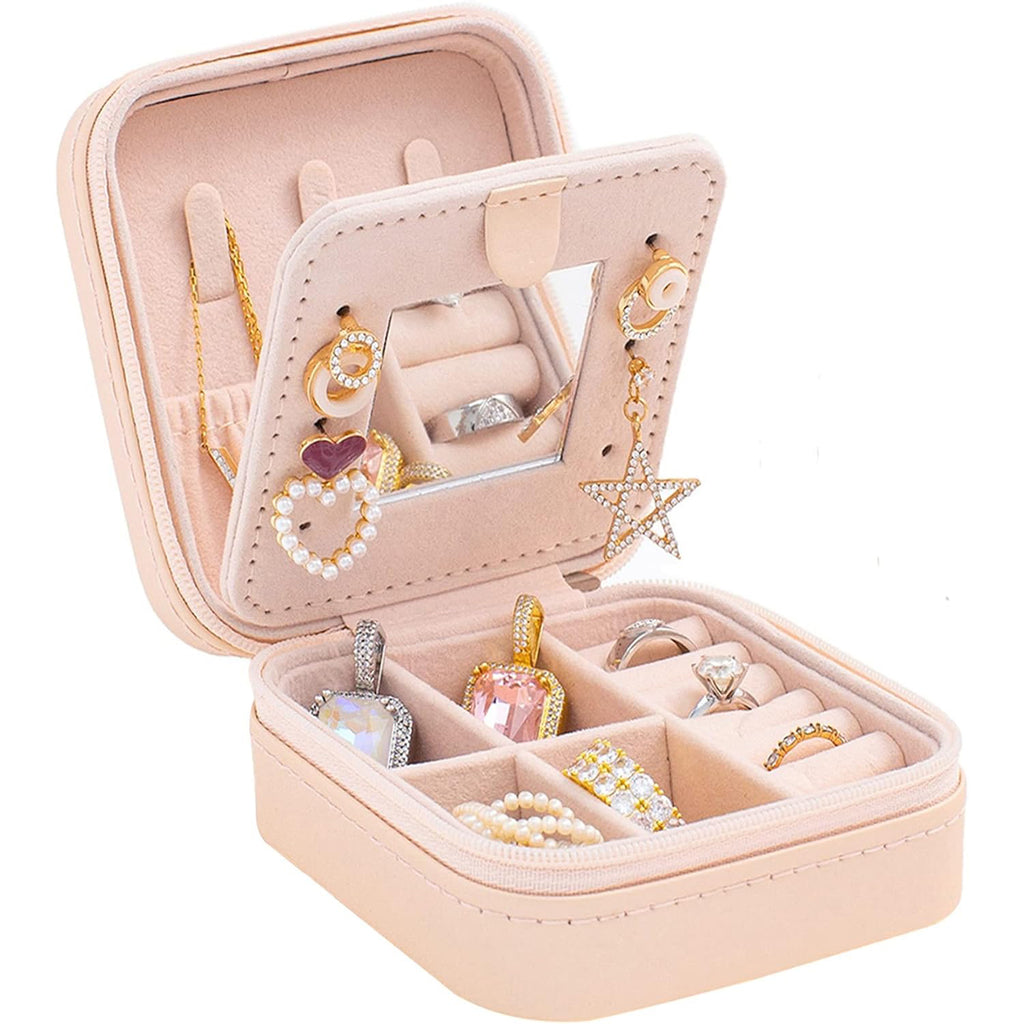 Yingboo Travel Jewelry Organizer Case - Portable Jewelry Box with Mirror for Women & Girls