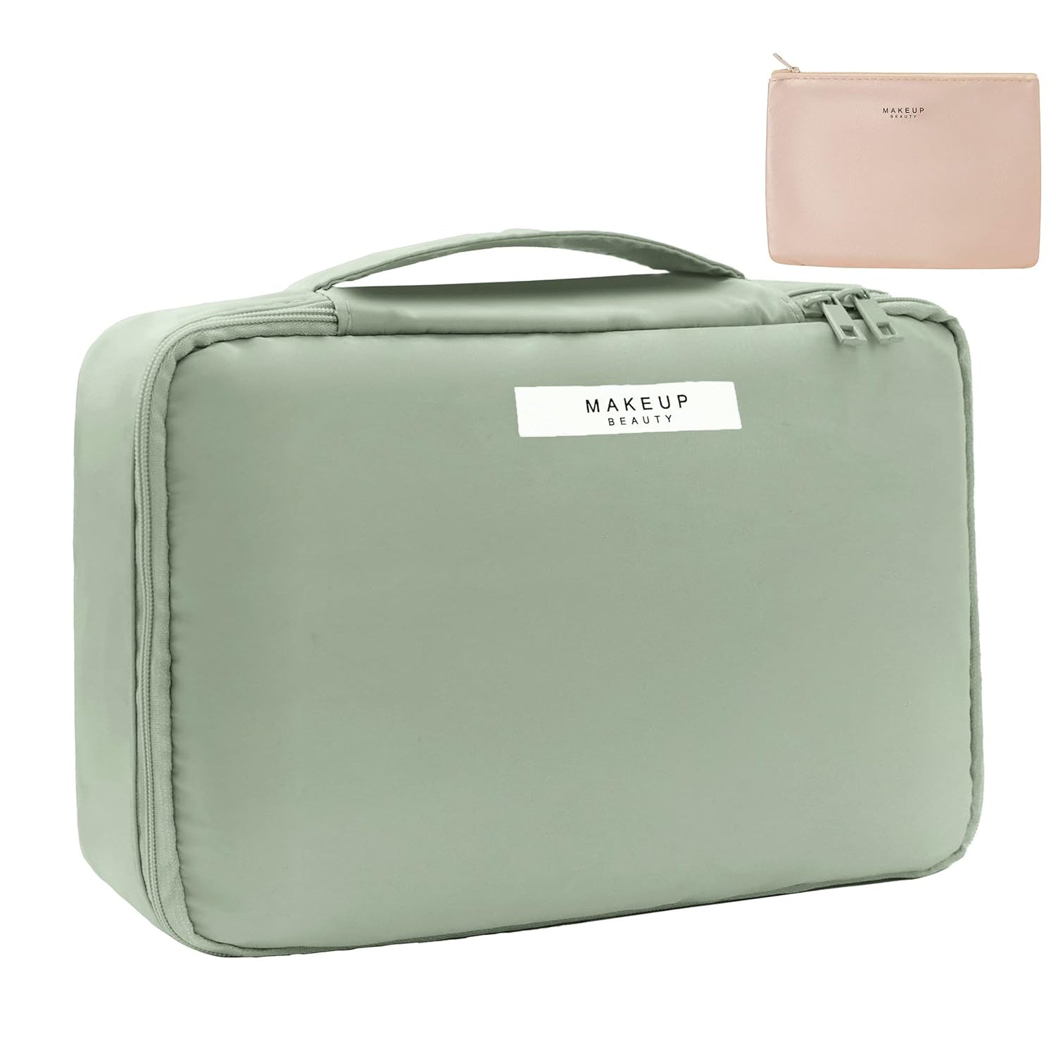 Travel Makeup Bag - Waterproof Cosmetic Organizer for Women & Men (Green)