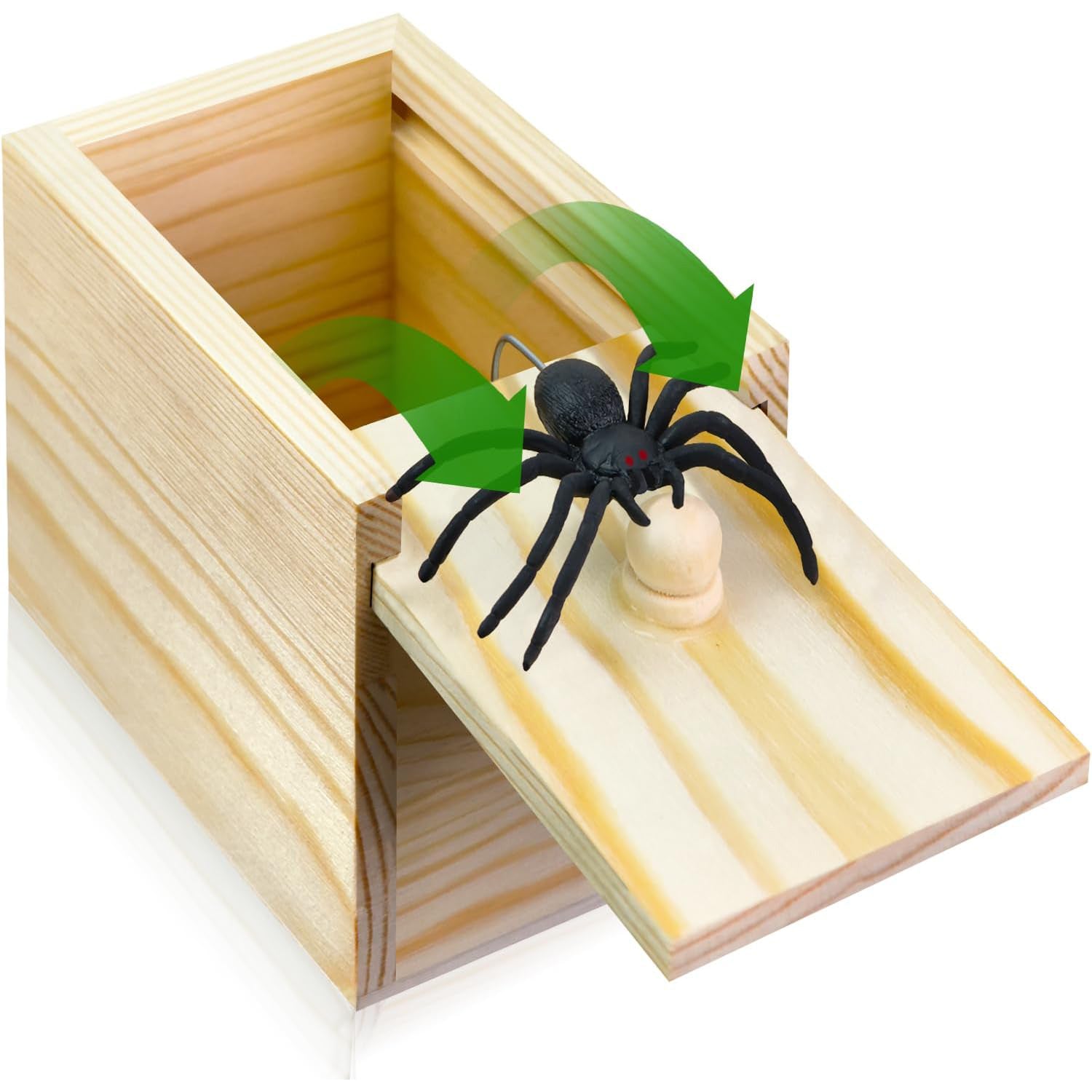 Wooden Spider Prank Box - Surprise Gag Gift