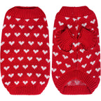 Dog Knitted Sweater with Heart Pattern - Warm Pet Holiday Clothes for Small Dogs & Cats