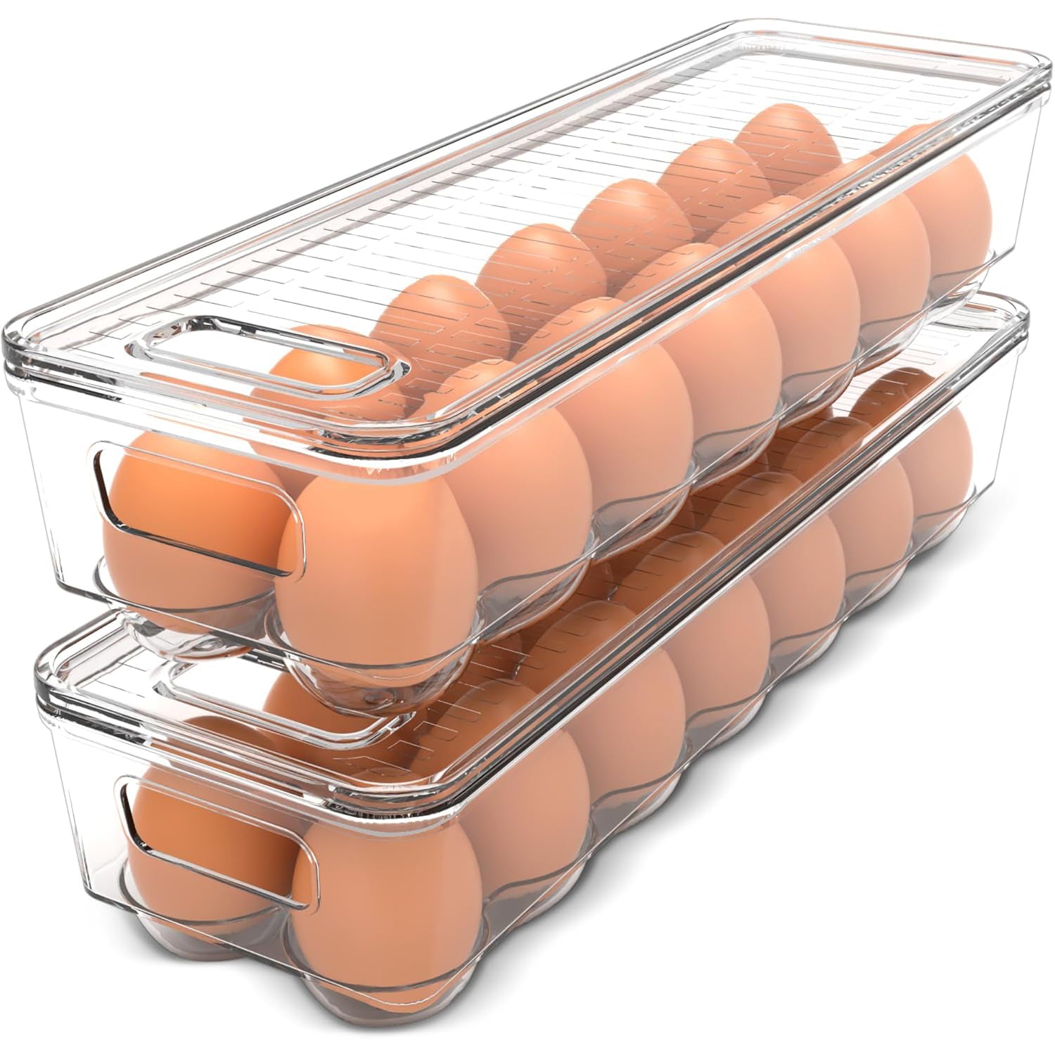 Yingboo Egg Storage Container with Lid - 2 Pack Stackable Refrigerator Organizer
