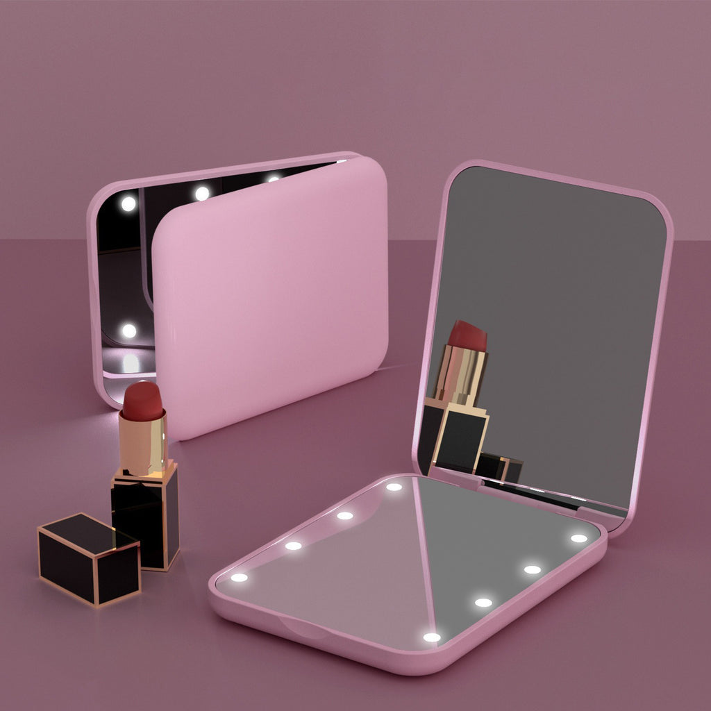 LED Compact Travel Makeup Mirror - 1X/3X Magnification, Portable Folding Lighted Mirror