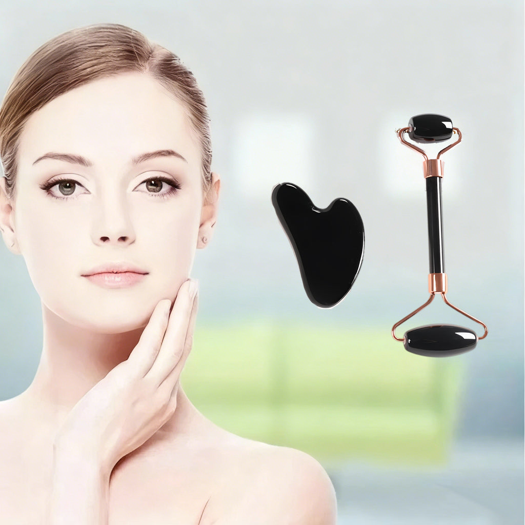 Jade Roller and Gua Sha Set - Face Massage Tool