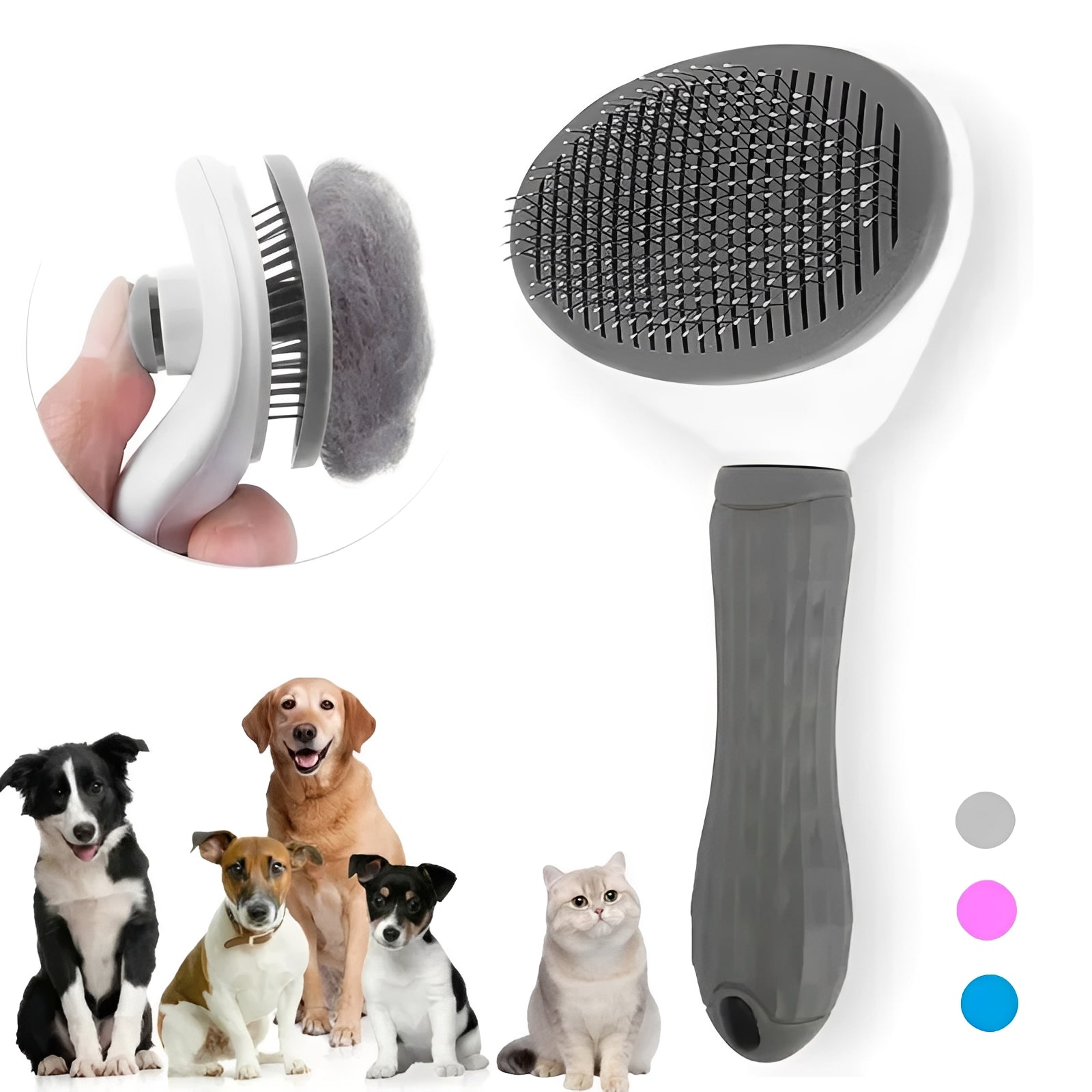 Self-Cleaning Pet Brush - Dog & Cat Grooming Tool