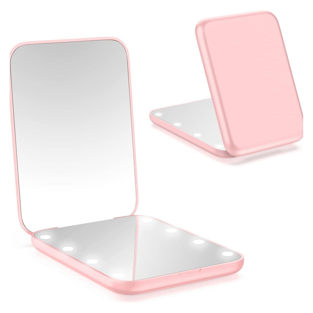 LED Compact Travel Makeup Mirror - 1X/3X Magnification, Portable Folding Lighted Mirror