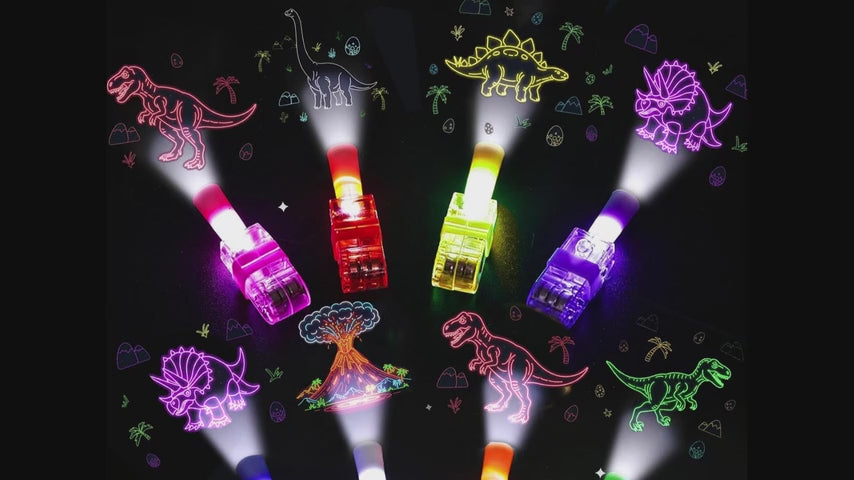 Dinosaur Party Favors LED Finger Lights for Kids, 6 Designs, Goodie Bag Stuffers