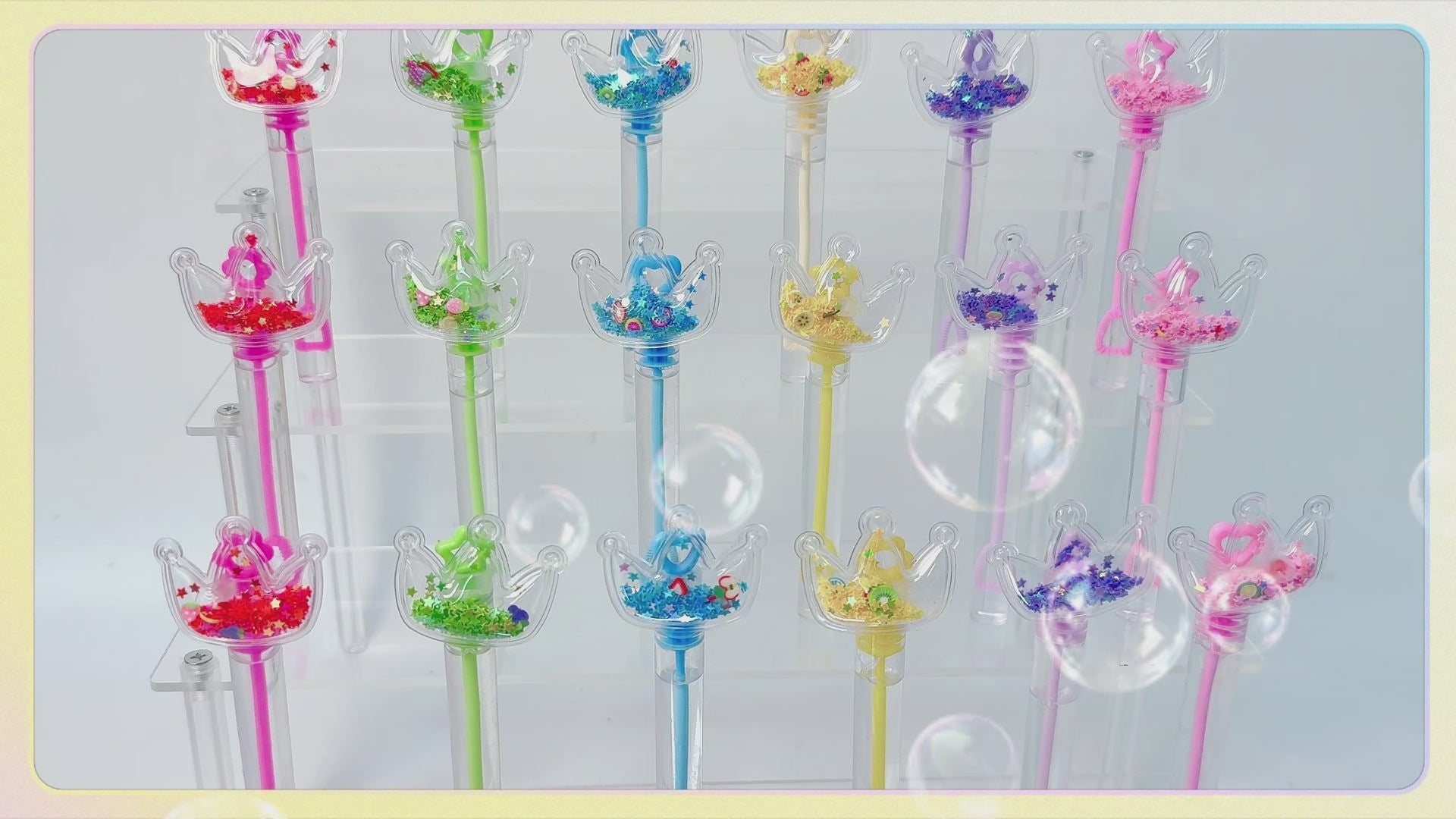 24 Pcs Glitter Princess Crown Bubble Wands – Wedding & Birthday Favors
