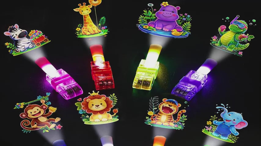24 Pcs Jungle Safari Party Favors Finger Lights – 8 Animal Designs | LED Light Up Toys for Kids Goodie Bag Stuffers & Birthday Party Favors