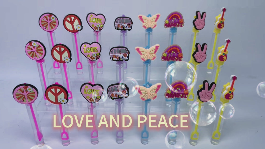 24 Pcs Hippie Bubble Wands – Retro Party Favors & Goodie Bag Stuffers