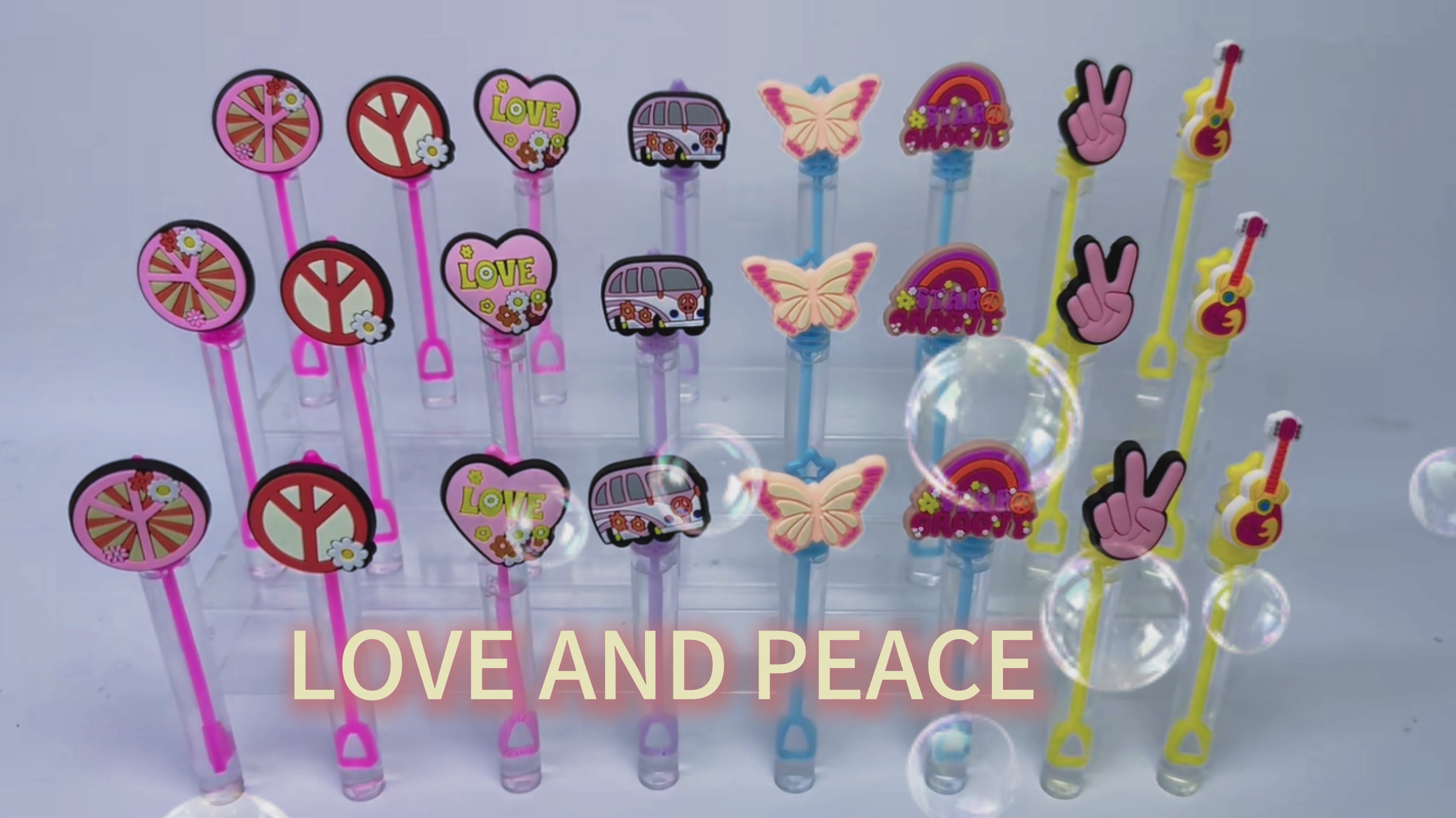 24 Pcs Hippie Bubble Wands – Retro Party Favors & Goodie Bag Stuffers