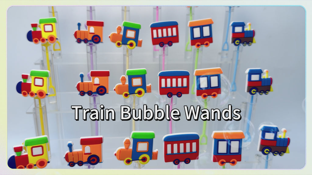 24 Pcs Train Bubble Wands - Train Themed Bubble Makers, Piñata Stuffers & Goodie Bag Fillers for Transportation Theme Decor, Party Favors & Outdoor Activities